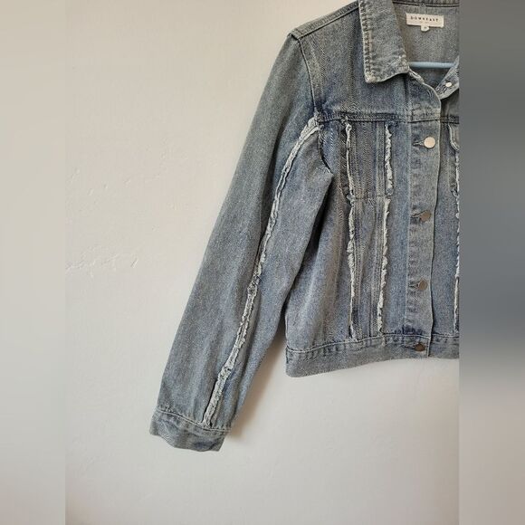 Denim Jean Jacket Trucker Fringe Retro American Western Grunge 90s 80s XL - Picture 2 of 8